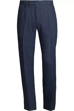 MASSIMO ALBA Men's Tailored Linen Pants - Blue - Size 42 - Blue - Size 42