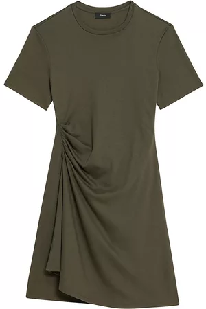THEORY Women's Draped T-Shirt Dress - Dark Olive - Size Medium - Dark Olive - Size Medium