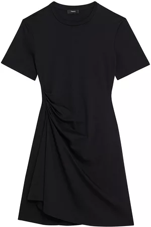 THEORY Women's Draped T-Shirt Dress - Black - Size Medium - Black - Size Medium