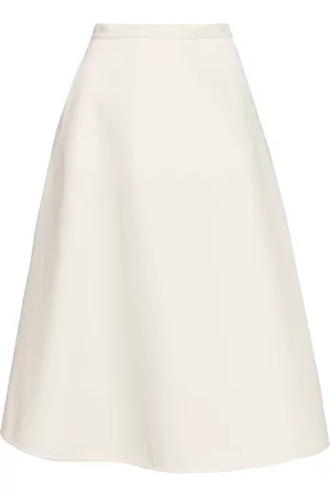 Moncler Women Midi Skirts - Women's A-Line Cotton Midi-Skirt - White - Size 2 - White - Size 2