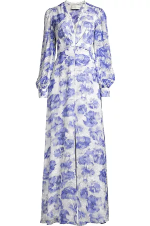 Sachin & Babi Women's Galina Floral Long-Sleeve Maxi Dress - Azure Watercolor - Size 2 - Azure Watercolor - Size 2