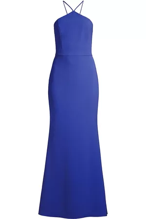 Liv Foster Women Halter Neck Dresses - Women's Twill Halter Mermaid Gown - Royal Sapphire - Size 4 - Royal Sapphire - Size 4