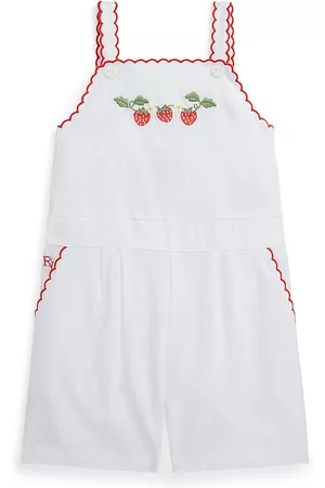 Ralph Lauren Little Girl's & Girl's Strawberry Scalloped Romper - White - Size 2 - White - Size 2