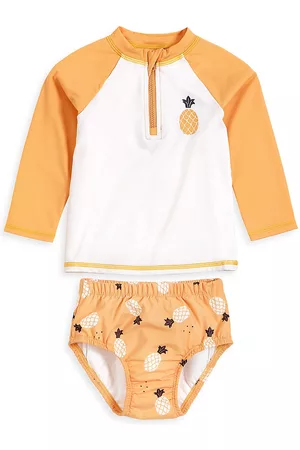 FIRSTS by petit lem Girls Sets - Baby Girl's Rashguard & Swim Diaper Set - Golden Yellow - Size Newborn - Golden Yellow - Size Newborn