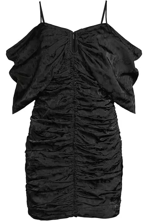 Emanuel Ungaro Women Mini Dresses - Women's Jessa Ruched Jacquard Minidress - Black - Size XS - Black - Size XS