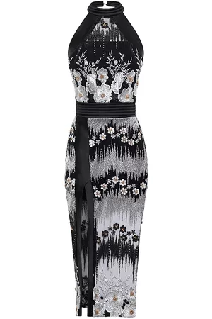 Zhivago Women Halter Neck Dresses - Women's An Angel Is Love Halter Midi-Dress - Black White - Size 2 - Black White - Size 2