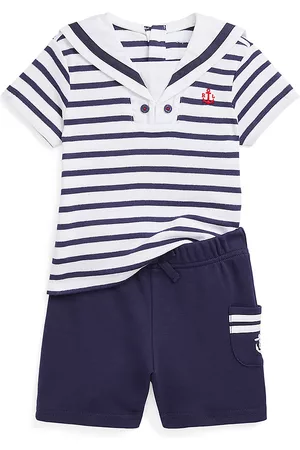 Ralph Lauren Baby Boy's Striped Sailor T-Shirt & Shorts Set - Navy White Multi - Size 18 Months - Navy White Multi - Size 18 Months