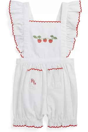 Ralph Lauren Baby Rompers - Baby Girl's Strawberry Cotton & Linen Romper - White - Size 18 Months - White - Size 18 Months