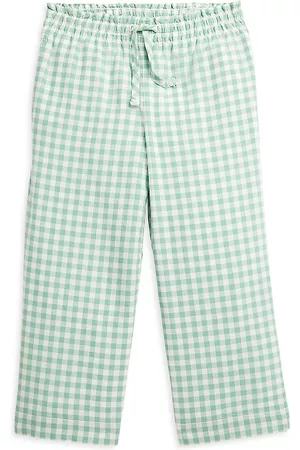 Ralph Lauren Girls Pants - Big Girl's Gingham Print Pants - Faded Mint Deckwash White - Size 6 - Faded Mint Deckwash White - Size 6