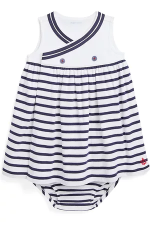 Ralph Lauren Baby Girl's Striped Sailor Dress & Bloomers Set - White Multi - Size 3 Months - White Multi - Size 3 Months