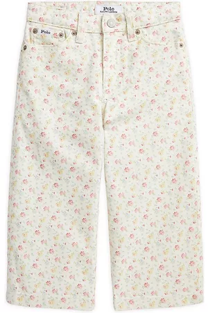 Ralph Lauren Girls Wide Leg Jeans - Big Girl's Floral Print Wide-Leg Jeans - Nahid Floral - Size 3 - Nahid Floral - Size 3