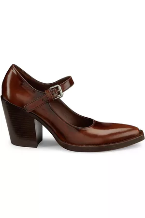 Prada Women Heels - Women's Spazzolato Leather Mary Jane Pumps - Tabacco - Size 6 - Tabacco - Size 6
