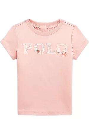 Ralph Lauren Girls Polo T-Shirts - Baby Girl's Logo Embroidered Crewneck T-Shirt - Adirondack Rose - Size 18 Months - Adirondack Rose - Size 18 Months