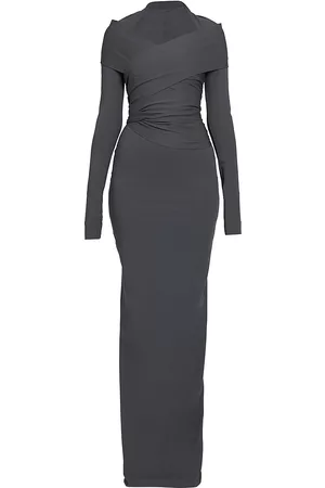 Dolce & Gabbana Women Long Sleeve Dresses - Women's Wrapped Long-Sleeve Gown - Grey - Size 2 - Grey - Size 2