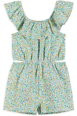 Andy & Evan Little Girl's Floral Print Cut-Out Romper - White Flower - Size 2 - White Flower - Size 2
