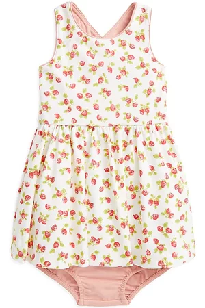 Ralph Lauren Girls Printed Dresses - Baby Girl's Strawberry Print Dress & Bloomers - Petite Strawberry Print - Size 18 Months - Petite Strawberry Print - Size 18 Months