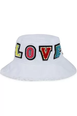 JOCELYN Kid's Palm Springs Love Patch Bucket Hat - White - White