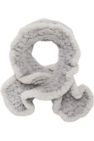JOCELYN Girl's Colorblock Faux Fur Ruffle Pull Thru Scarf - Grey Multi - Grey Multi