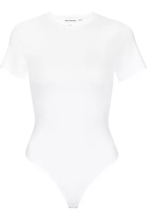 GOOD AMERICAN Women's Scuba T-Shirt Bodysuit - White - Size Medium - White - Size Medium