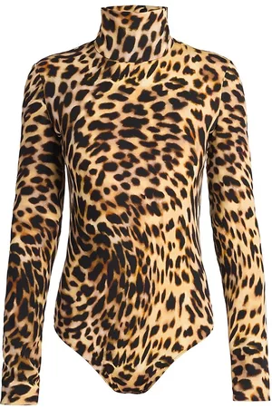 Stella McCartney Women's Cheetah-Print Turtleneck Bodysuit - Tortoise Shell - Size 2 - Tortoise Shell - Size 2