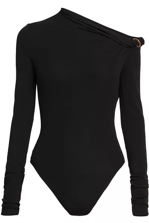 VERSACE Women's Crushed Velvet Bodysuit - Black - Size 0 - Black - Size 0