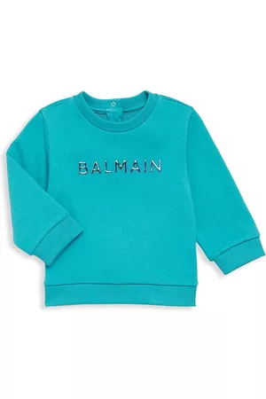 Balmain Baby's Metallic Logo Sweatshirt - Dark Aqua - Size 6 Months - Dark Aqua - Size 6 Months