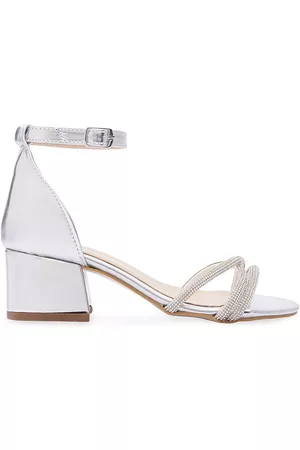 Perla Little Girl's & Girl's Triple Thin Rhinestone Strap Heels - Silver - Size 12 (Child) - Silver - Size 12 (Child)