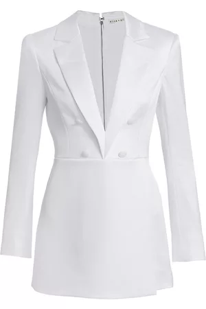 ALICE+OLIVIA Women's Mayra Tuxedo Romper - White - Size 0 - White - Size 0