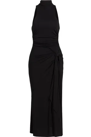 Rori Sleeveless Side-Tie Turtleneck Midi Dress