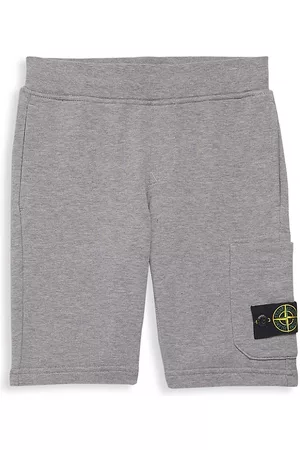 Stone Island Boys Shorts - Little Boy's & Boy's Logo Fleece Shorts - Grey - Size 4 - Grey - Size 4