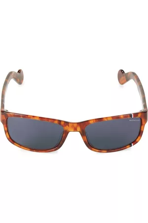 Moncler Men Square Sunglasses - Men's 58MM Square Sunglasses - Blonde Havana Blue - Blonde Havana Blue