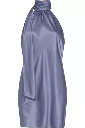Cinq A Sept Women Halter Neck Dresses - Women's Dinah Satin Halter Minidress - Soft Peri - Size 4 - Soft Peri - Size 4