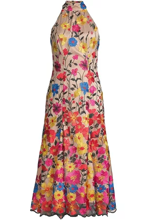 Milly Women's Penelope Floral Embroidered Halter Dress - Size 4 - Size 4