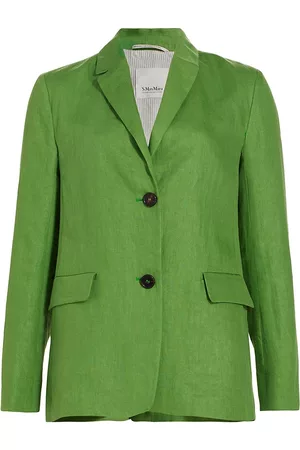 Max Mara Women's Sofia Linen Two-Button Blazer - Green - Size 2 - Green - Size 2