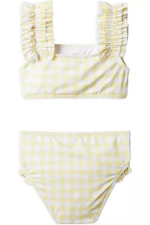 Janie and Jack Girls Bikinis - Little Girl's & Girl's Gingham Ruffle Strap Bikini - Yellow - Size 4 - Yellow - Size 4