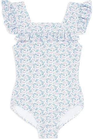 Minnow Swim Girls Swimsuits - Little Girl's & Girl's Briland Botanic Squareneck One-Piece Swimsuit - Blue Multi - Size 7 - Blue Multi - Size 7