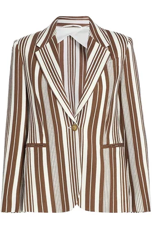 Max Mara Women Blazers - Women's Albata Striped Cotton Piquet Blazer - Bronze - Size 10 - Bronze - Size 10