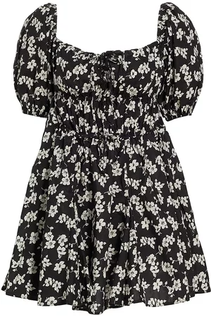 Ralph Lauren Women Puff Sleeve Dress - Women's Floral Puff-Sleeve Minidress - Romantic Hibiscus - Size 0 - Romantic Hibiscus - Size 0