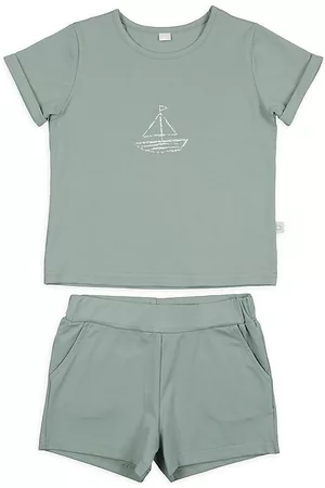 Pouf Girls Sets - Baby Girl's & Little Girl's 2-Piece Seashell T-Shirt & Shorts Set - Aqua - Size 2 - Aqua - Size 2