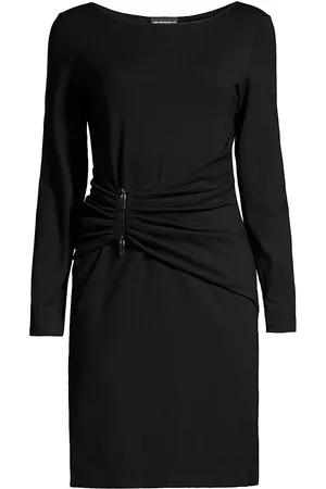 Emporio Armani Women Casual Dresses - Women's Draped Jersey Zipper Minidress - Black - Size 0 - Black - Size 0