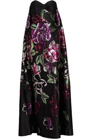Marchesa Notte Women Sequin Strapless Dresses - Women's Strapless Sequin Cape Gown - Black Multi - Size 14 - Black Multi - Size 14