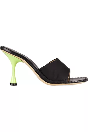 Wandler Women Mules - Women's Max Two-Tone Mule Sandals - Black Satin Mix - Size 6 - Black Satin Mix - Size 6