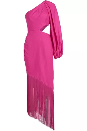 No Pise La Grama Women Midi Dresses - Women's Sweet Figue Fringe Midi-Dress - Fucshia - Size 0 - Fucshia - Size 0