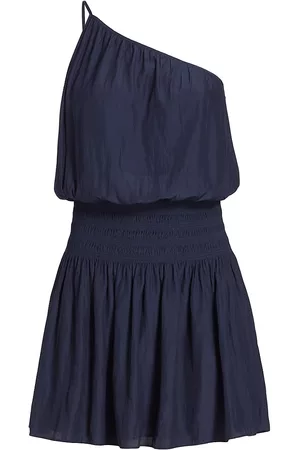 Ramy Brook Women Asymmetrical Dresses - Women's Leah Asymmetric Smocked Minidress - Spring Navy - Size XS - Spring Navy - Size XS