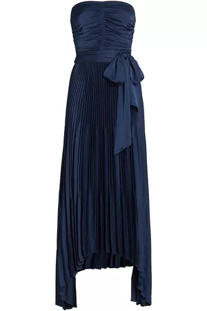 Ramy Brook Women Strapless Dresses - Women's Fernanda Pleated Strapless Handkerchief Dress - Spring Navy - Size 2 - Spring Navy - Size 2