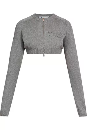 OFF-WHITE Women Sweats - Women's Lounge Crop Zip Cardigan - Dark Grey - Size 0 - Dark Grey - Size 0
