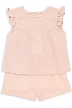 Petit Bateau Girls Sets - Baby Girl's Gauze Cotton Sleeveless Top & Shorts Set - Light Pink - Size 3 Months - Light Pink - Size 3 Months