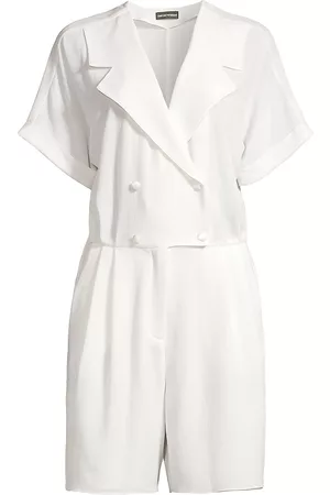 Emporio Armani Women Bras - Women's Short-Sleeve Double-Breasted Romper - White - Size 4 - White - Size 4