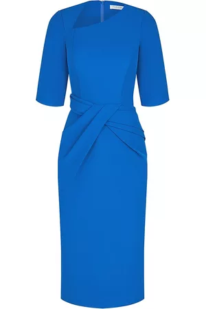 Kay Unger Women Midi Dresses - Women's Alexa Pleated Midi-Dress - Deep Blue - Size 4 - Deep Blue - Size 4