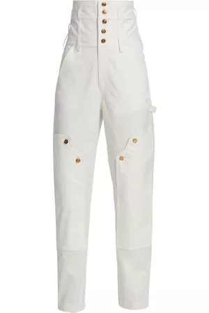 anOnlyChild Women Corsets - Women's Oraca High-Waisted Corset Denim Pants - White - Size 24 - White - Size 24